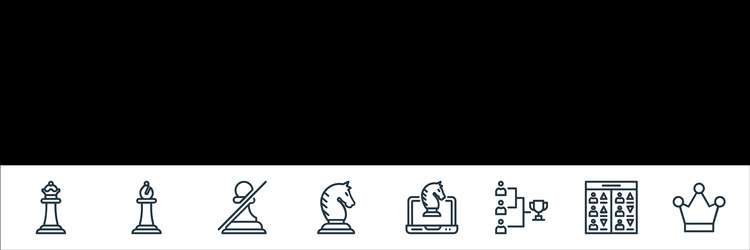 Chess game line icons linear set quality vector