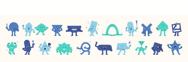 funny abstract characters set different geometric vector image