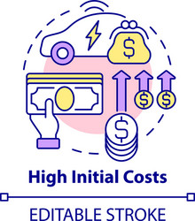 High initial costs concept icon vector