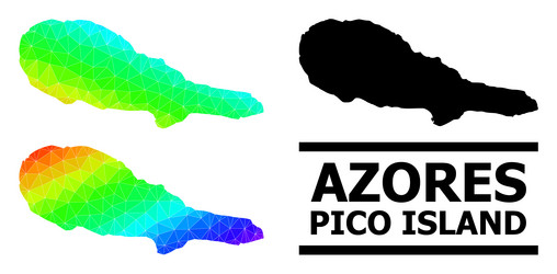 polygonal rainbow map of pico island with diagonal vector image