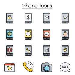smart phone and basic application icon set vector image