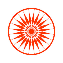 abstract sun icon circular red design element vector image
