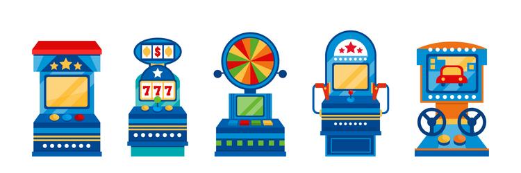 amusement game machine and control panel vector image