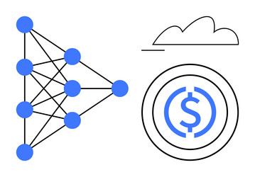 neural network and cloud computing linked vector image