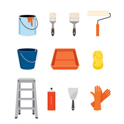 painter tools objects icons set vector