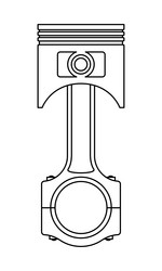 Piston with a connecting rod part of car engine vector