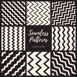 Seamless zigzag lines patterns collection vector