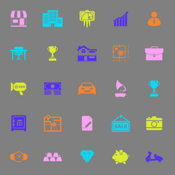 Asset and property color icons on gray background vector