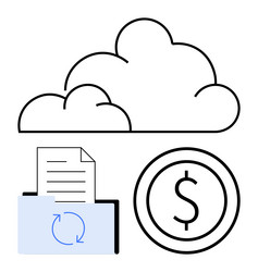 cloud storage with file sync and money-saving vector image