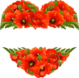 Heart Shaped Poppy Frame Vector Image