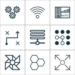 Robotics icons set with computational complexity vector