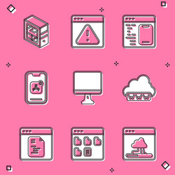 set computer browser with exclamation mark vector image