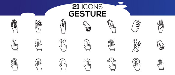 touch screen gestures icons in thin line style vector image