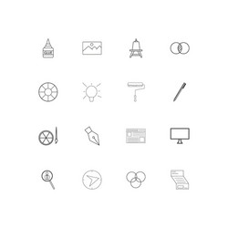 Creative process and design linear thin icons set vector