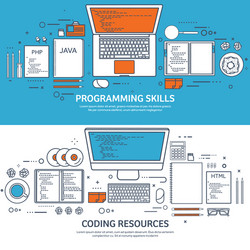 lined programmingcoding outline flat computing vector image