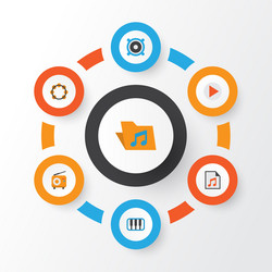 audio flat icons set collection of button vector image