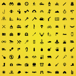 Camping 100 icons universal set for web and ui vector