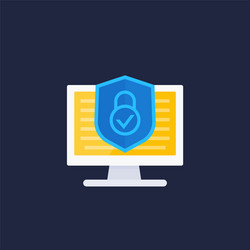 Computer security icon with shield and pc vector