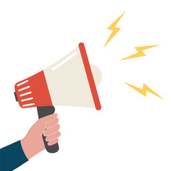 Loudspeaker hand with megaphone attention vector