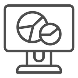 chart on computer screen line icon circle graph vector image