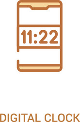 Digital clock concept 2 colored icon simple line vector