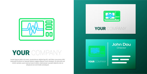 line computer monitor with cardiogram icon vector image
