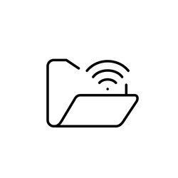 open file folder and wifi wireless sharing vector image