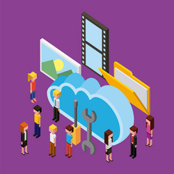 people cloud computing storage vector image