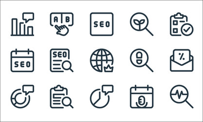 web apps seo line icons linear set quality vector image