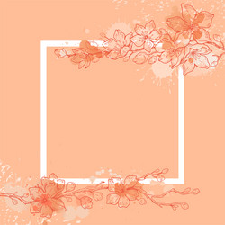 2024 year color frame peach tree blossom fuzz vector