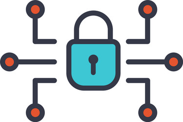 cyber security padlock and networking flat icon vector