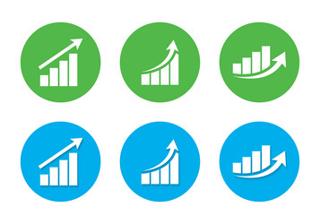 growing bar graph icon set with shadow vector image