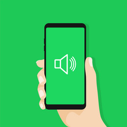 Hand holding smartphone sound volume vector