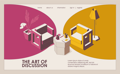 landing page concept scene with furniture ready vector