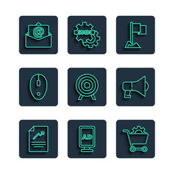 set line document with graph chart advertising vector image