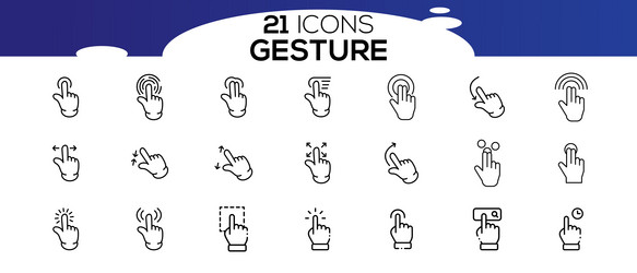 touch screen gestures icons in thin line style vector image