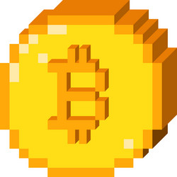 3D Pixel Bitcoin Icon vector image