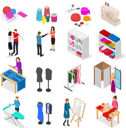 Atelier studio concept set 3d isometric view vector