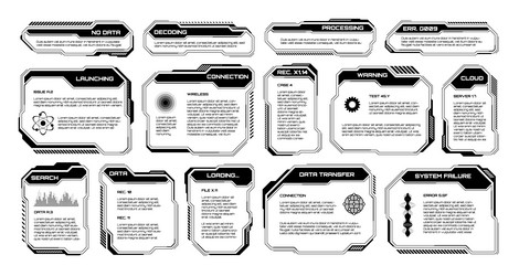 black futuristic hud ui elements sci-fi user vector image