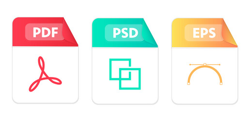 file type icons set of pdf eps psd collection vector