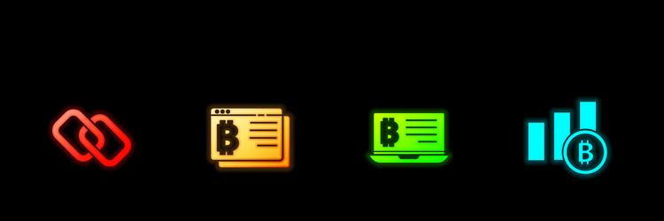 set chain link bitcoin browser mining vector image
