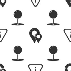 set exclamation mark in triangle map pin and push vector image