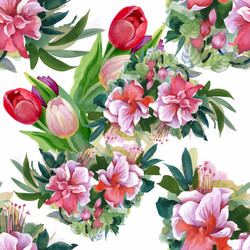 watercolor of tulips flowers Vector Image