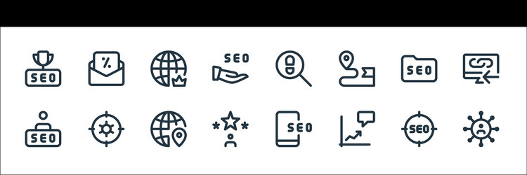 web apps seo line icons linear set quality vector image