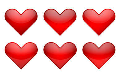 red heart icon object symbol 6 different gradient vector image