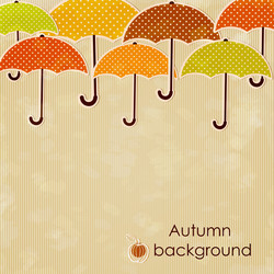 Autumn background with umbrellas vector