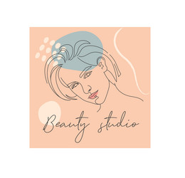 Letter b beauty women face logo design Royalty Free Vector