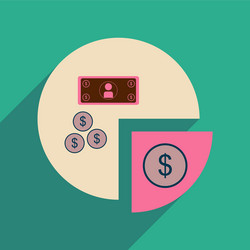 flat web icon with long shadow financial chart vector image