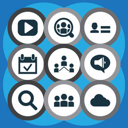 Internet icons set with promote network media vector