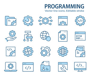Programming Line Icons - Code & Dev vector image